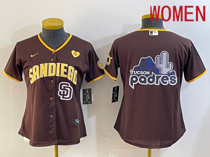 Women San Diego Padres Blank Browm Game 2024 Nike MLB Jersey style 8->women mlb jersey->Women Jersey